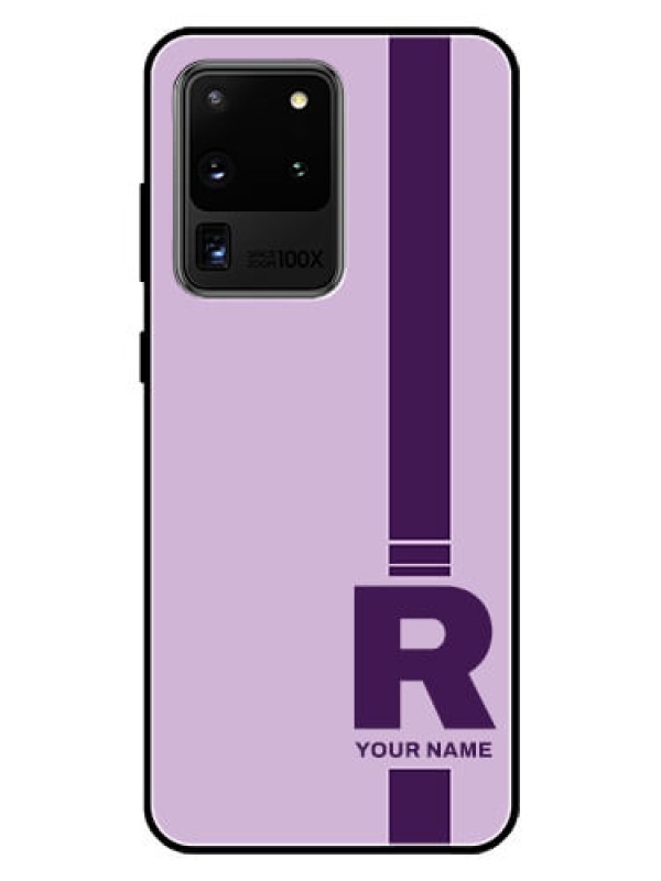Custom Galaxy S20 Ultra Photo Printing on Glass Case - Simple dual tone stripe with name Design