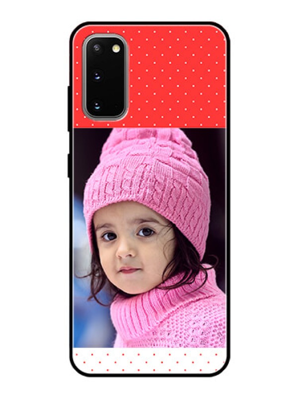Custom Galaxy S20 Photo Printing on Glass Case  - Red Pattern Design