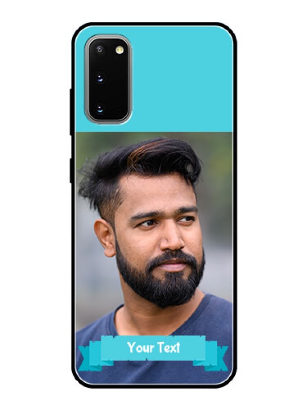 Custom Galaxy S20 Personalized Glass Phone Case  - Simple Blue Color Design