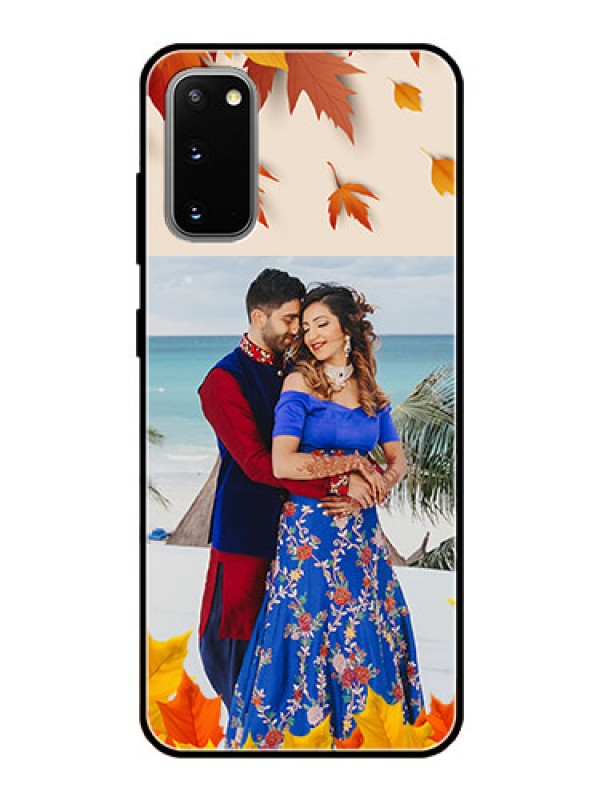 Custom Galaxy S20 Photo Printing on Glass Case  - Autumn Maple Leaves Design