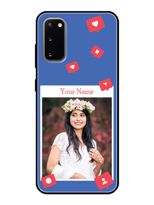 Custom Galaxy S20 Custom Glass Phone Case - Like Share And Comment Design