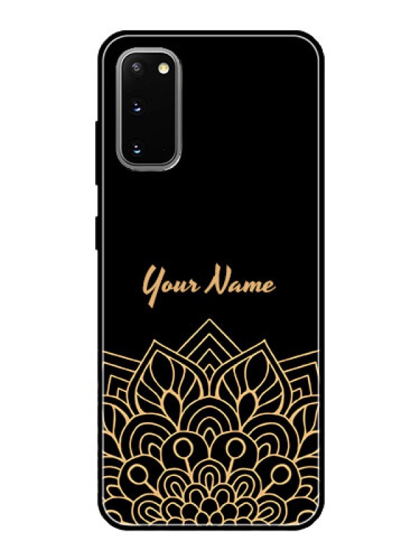 Custom Galaxy S20 Custom Glass Phone Case - Golden mandala Design