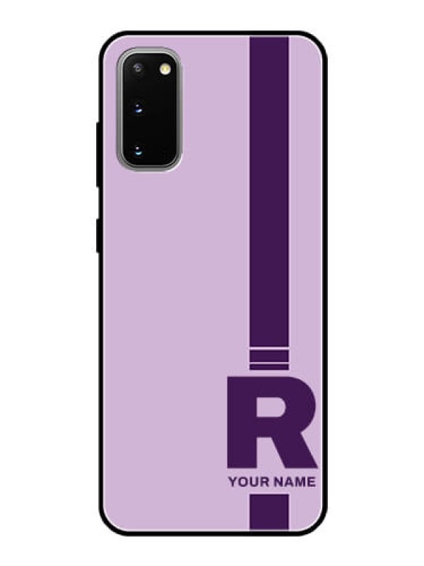 Custom Galaxy S20 Photo Printing on Glass Case - Simple dual tone stripe with name Design