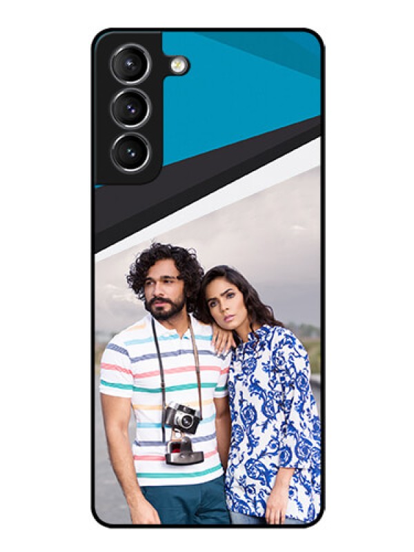 Custom Galaxy s21 Plus Photo Printing on Glass Case  - Simple Pattern Photo Upload Design