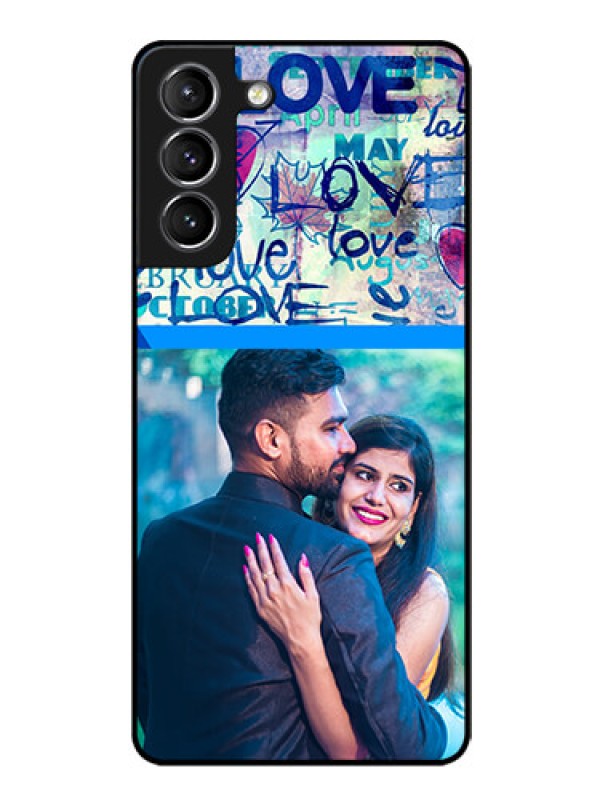 Custom Galaxy s21 Plus Custom Glass Mobile Case  - Colorful Love Design