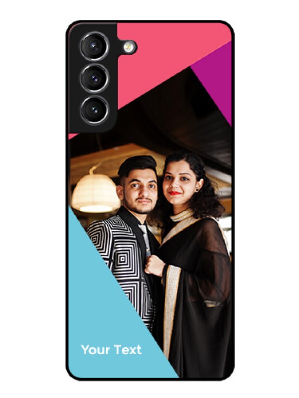 Custom Galaxy S21 Plus Custom Glass Mobile Case - Stacked Triple colour Design