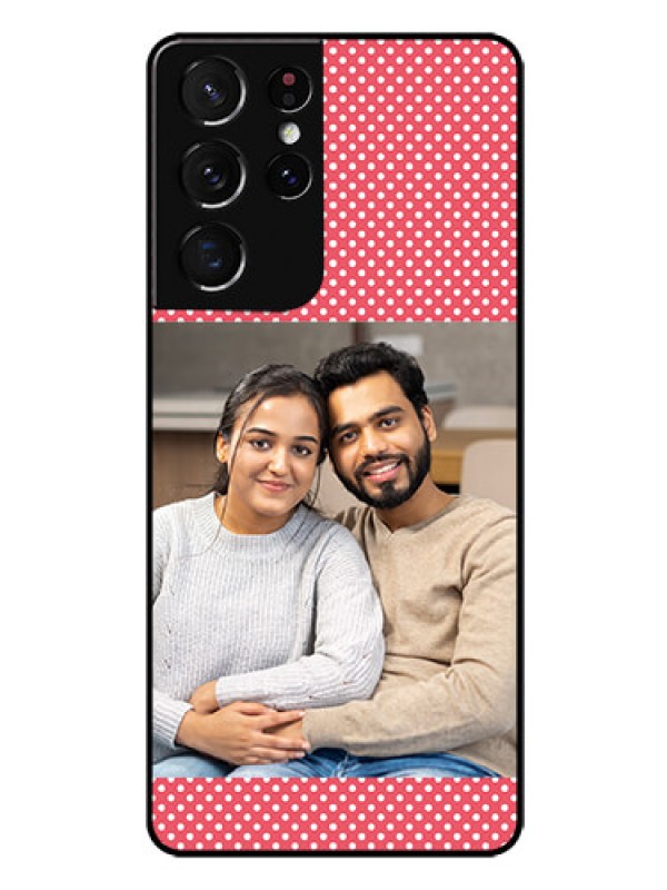 Custom Galaxy S21 Ultra Custom Glass Phone Case  - White Dotted Design