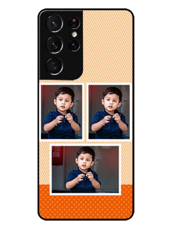 Custom Galaxy S21 Ultra Photo Printing on Glass Case  - Bulk Photos Upload Design