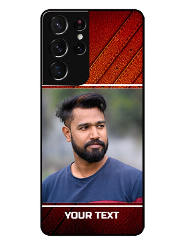Custom Galaxy S21 Ultra Personalized Glass Phone Case  - Leather Phone Case Design