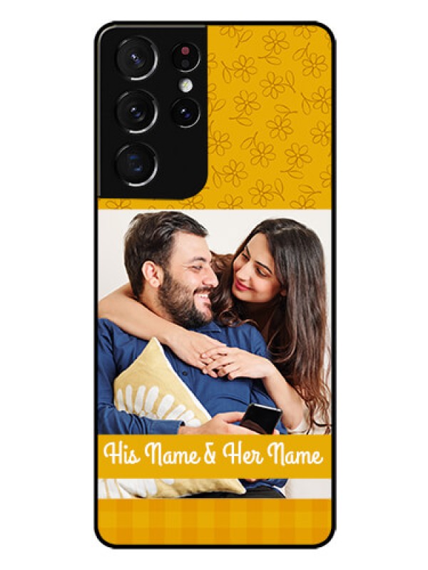 Custom Galaxy S21 Ultra Custom Glass Mobile Case  - Yellow Floral Design