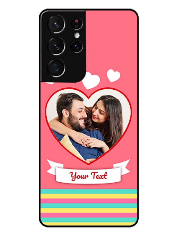 Custom Galaxy S21 Ultra Photo Printing on Glass Case  - Love Doodle Design