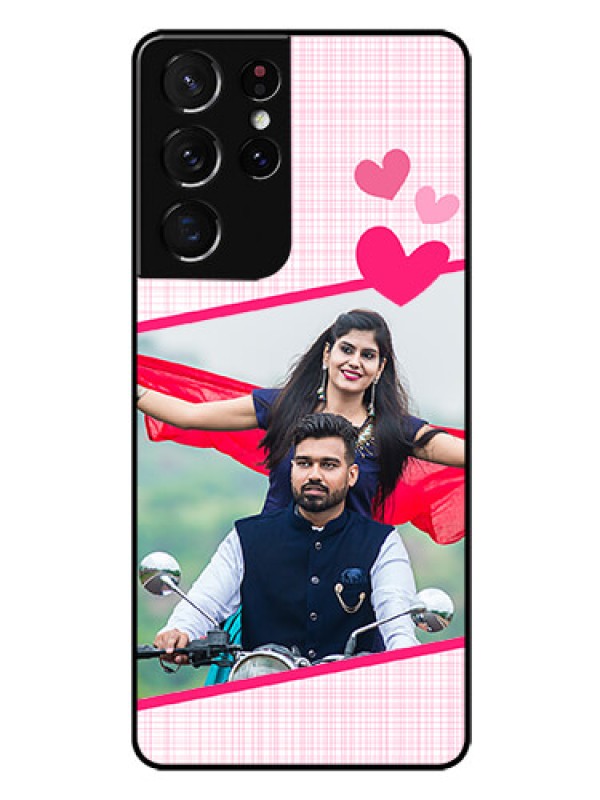 Custom Galaxy S21 Ultra Custom Glass Phone Case  - Love Shape Heart Design