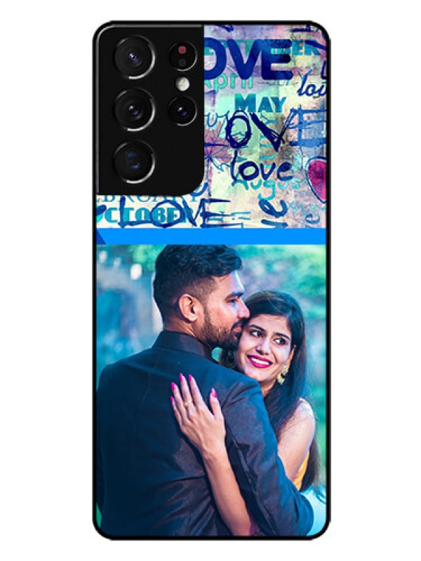 Custom Galaxy S21 Ultra Custom Glass Mobile Case  - Colorful Love Design