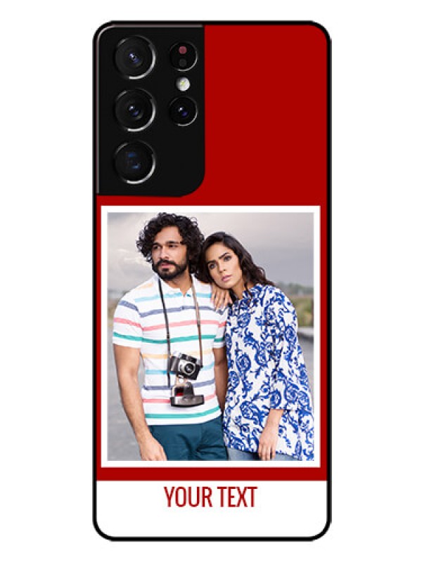 Custom Galaxy S21 Ultra Personalized Glass Phone Case  - Simple Red Color Design