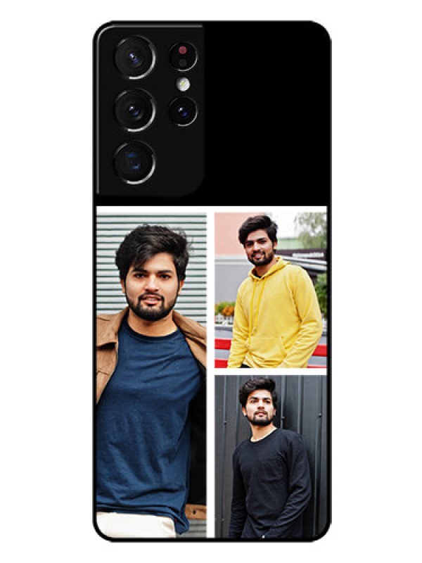 Custom Galaxy S21 Ultra Photo Printing on Glass Case  - Upload Multiple Picture Design