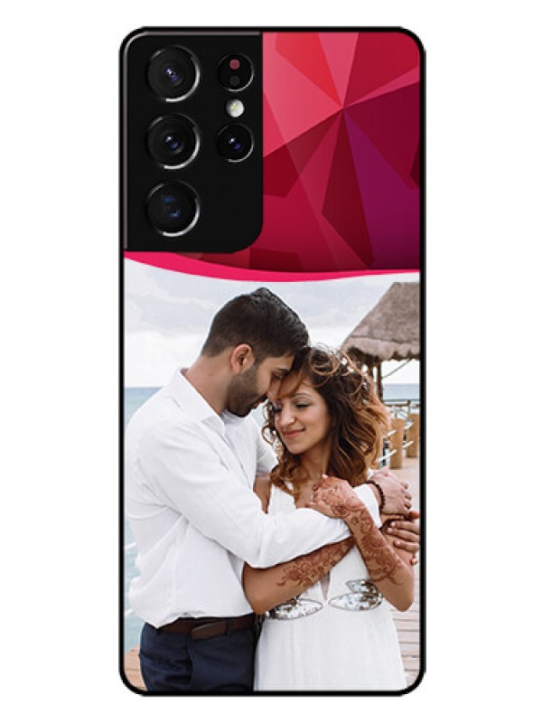 Custom Galaxy S21 Ultra Custom Glass Mobile Case  - Red Abstract Design