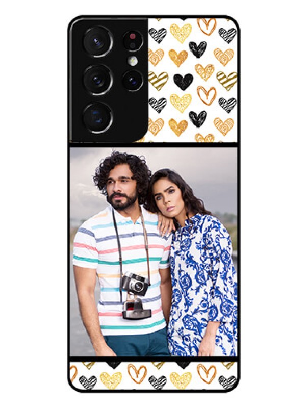 Custom Galaxy S21 Ultra Photo Printing on Glass Case  - Love Symbol Design