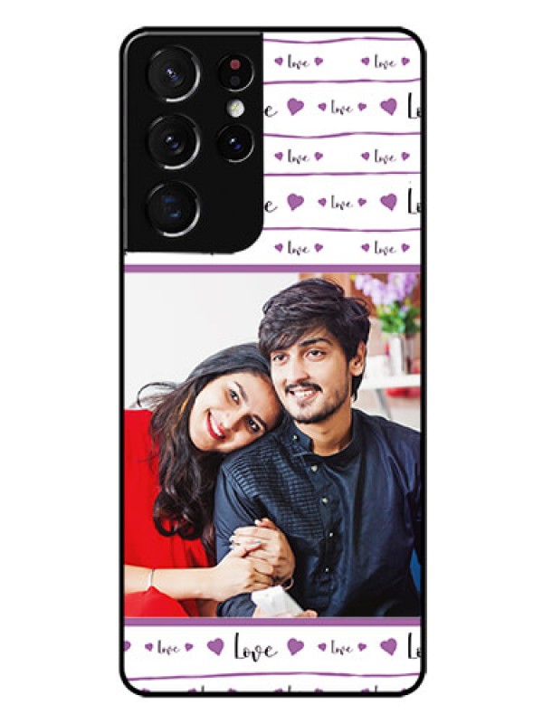 Custom Galaxy S21 Ultra Custom Glass Mobile Case  - Couples Heart Design