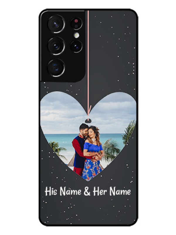 Custom Galaxy S21 Ultra Custom Glass Phone Case  - Hanging Heart Design