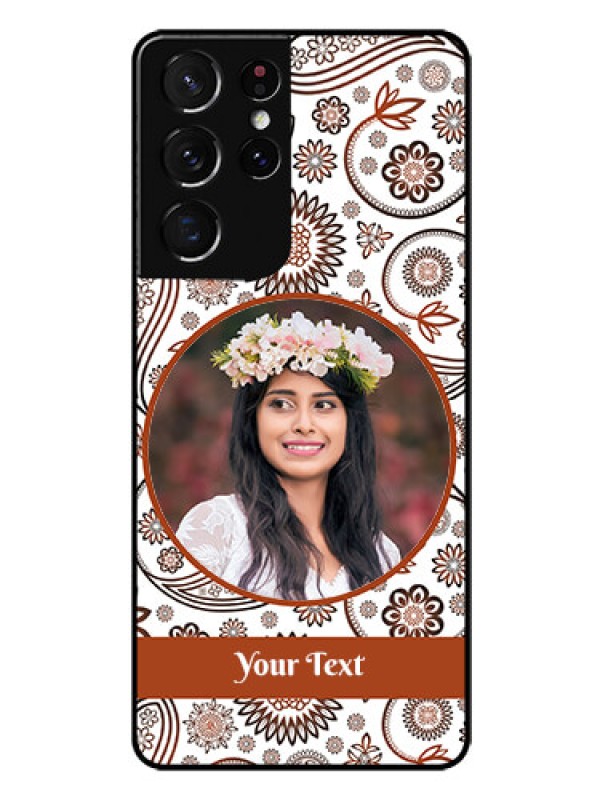 Custom Galaxy S21 Ultra Custom Glass Mobile Case  - Abstract Floral Design 