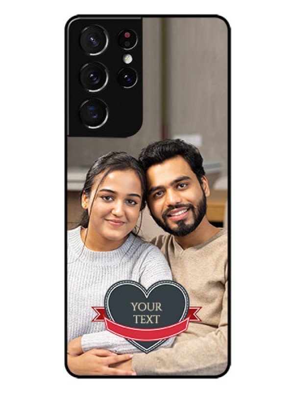 Custom Galaxy S21 Ultra Custom Glass Phone Case  - Just Married Couple Design