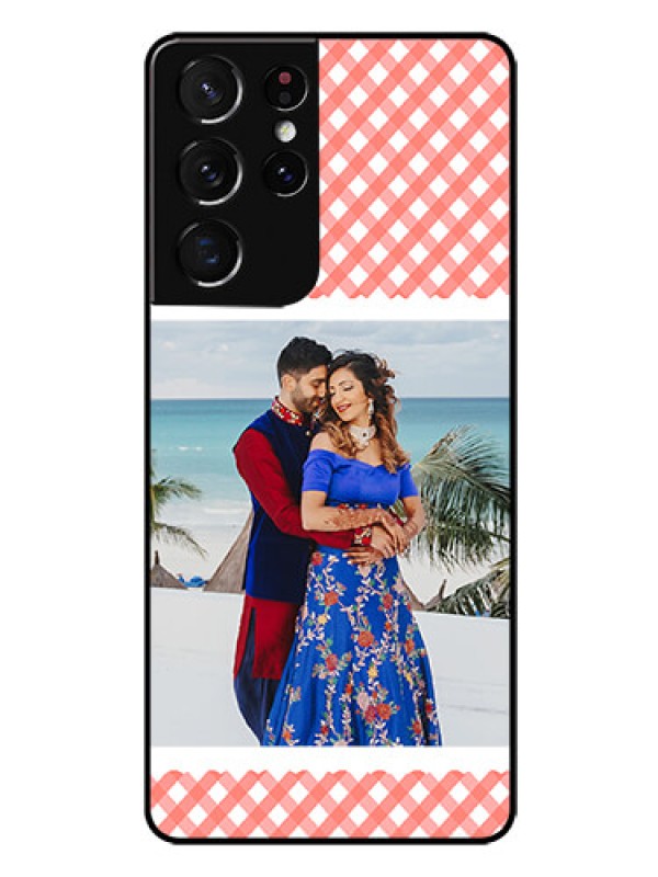 Custom Galaxy S21 Ultra Personalized Glass Phone Case  - Pink Pattern Design
