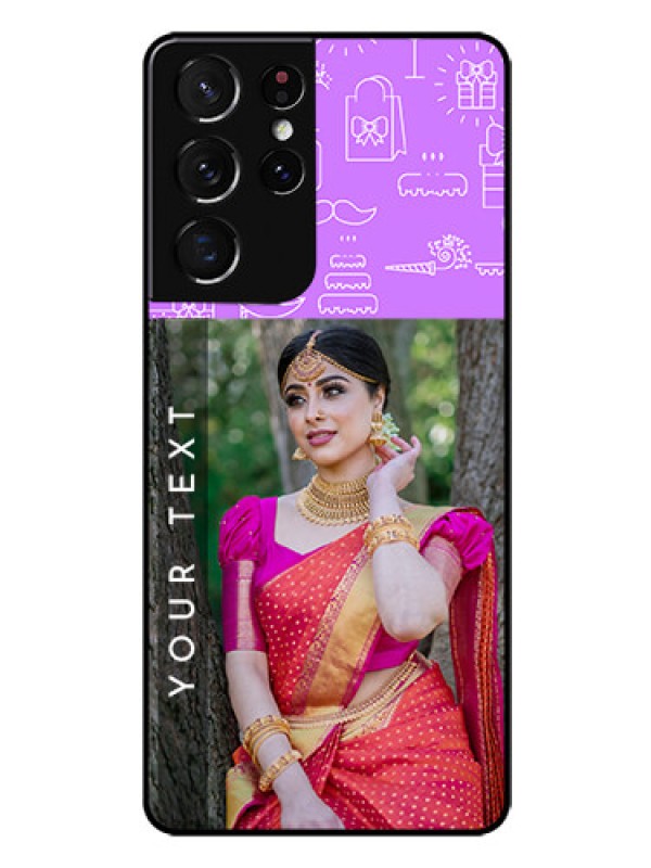 Custom Galaxy S21 Ultra Custom Glass Mobile Case  - Birthday Icons Design