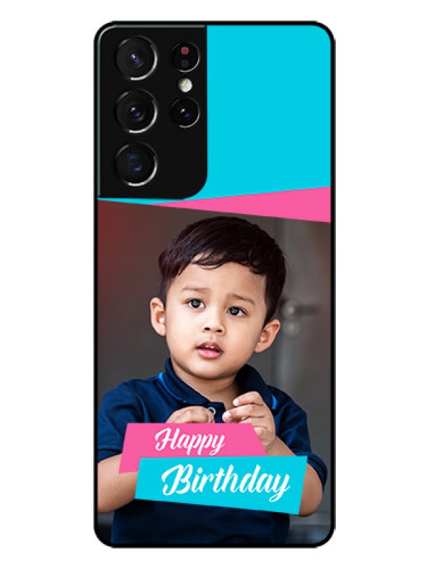 Custom Galaxy S21 Ultra Personalized Glass Phone Case  - Image Holder with 2 Color Design