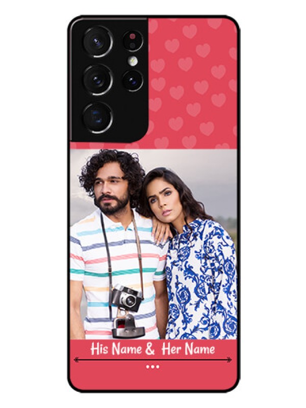Custom Galaxy S21 Ultra Photo Printing on Glass Case  - Simple Love Design