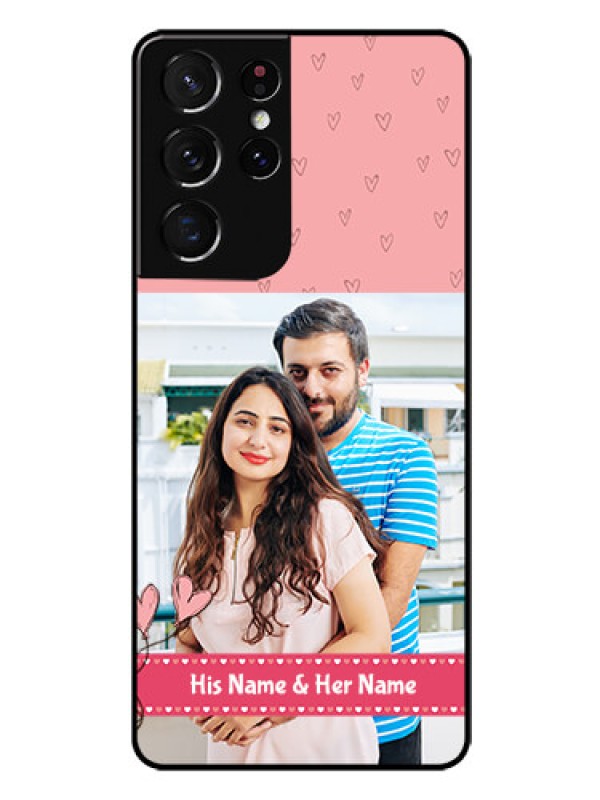 Custom Galaxy S21 Ultra Personalized Glass Phone Case  - Love Design Peach Color