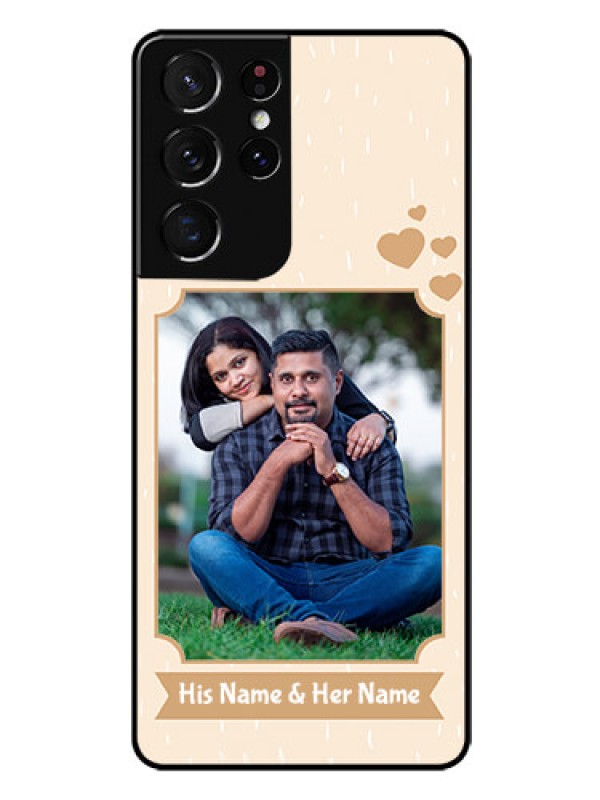 Custom Galaxy S21 Ultra Custom Glass Phone Case  - with confetti love design 