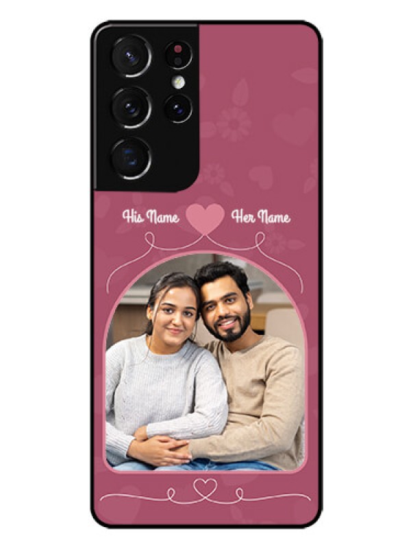 Custom Galaxy S21 Ultra Photo Printing on Glass Case  - Love Floral Design