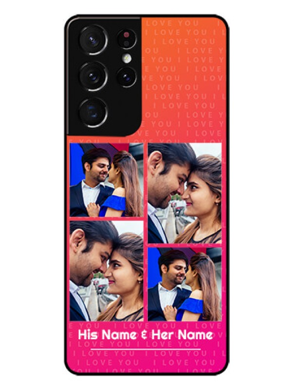 Custom Galaxy S21 Ultra Custom Glass Phone Case  - I Love You Pink Design