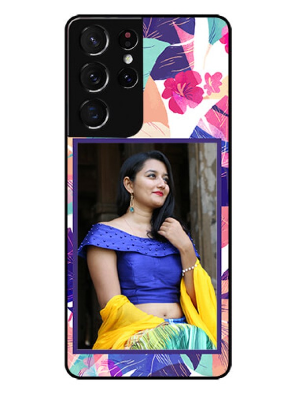 Custom Galaxy S21 Ultra Custom Glass Mobile Case  - Abstract Floral Design