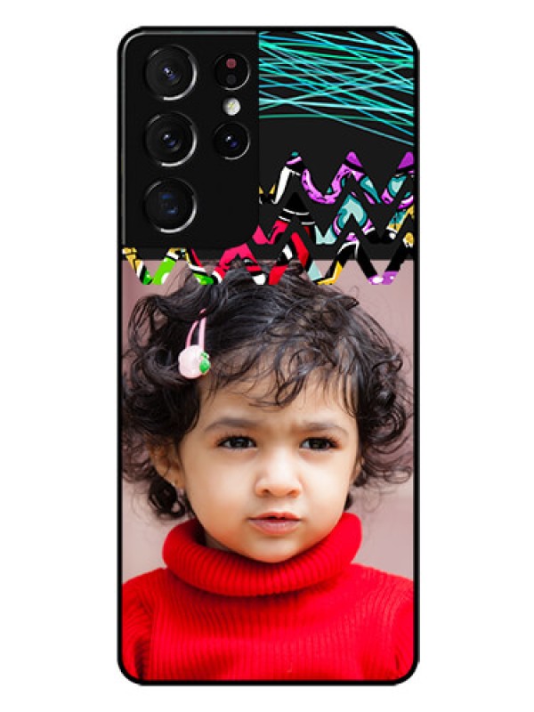 Custom Galaxy S21 Ultra Personalized Glass Phone Case  - Neon Abstract Design