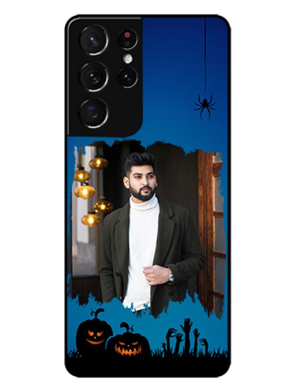 Custom Galaxy S21 Ultra Photo Printing on Glass Case  - with pro Halloween design 