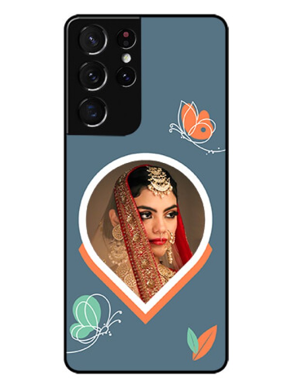 Custom Galaxy S21 Ultra Custom Glass Mobile Case - Droplet Butterflies Design
