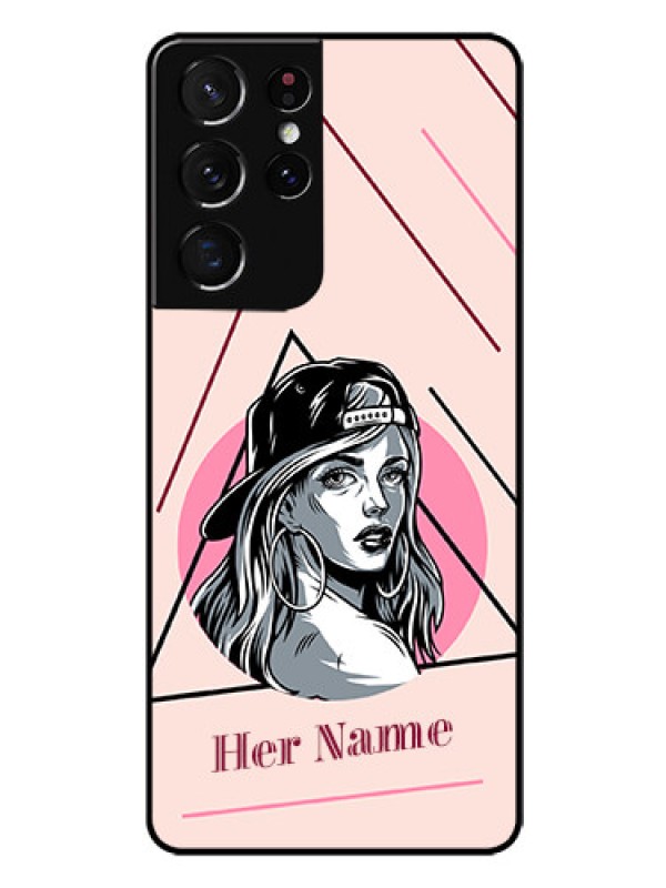 Custom Galaxy S21 Ultra Personalized Glass Phone Case - Rockstar Girl Design