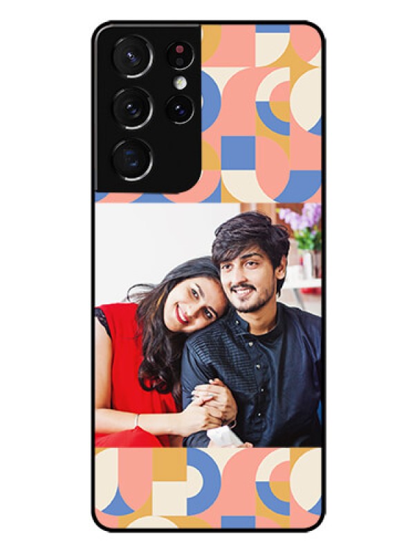 Custom Galaxy S21 Ultra Photo Printing on Glass Case - Semi-circle Maze Pattern Design
