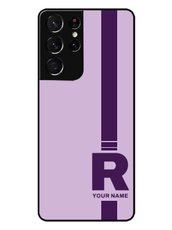 Custom Galaxy S21 Ultra Photo Printing on Glass Case - Simple dual tone stripe with name Design