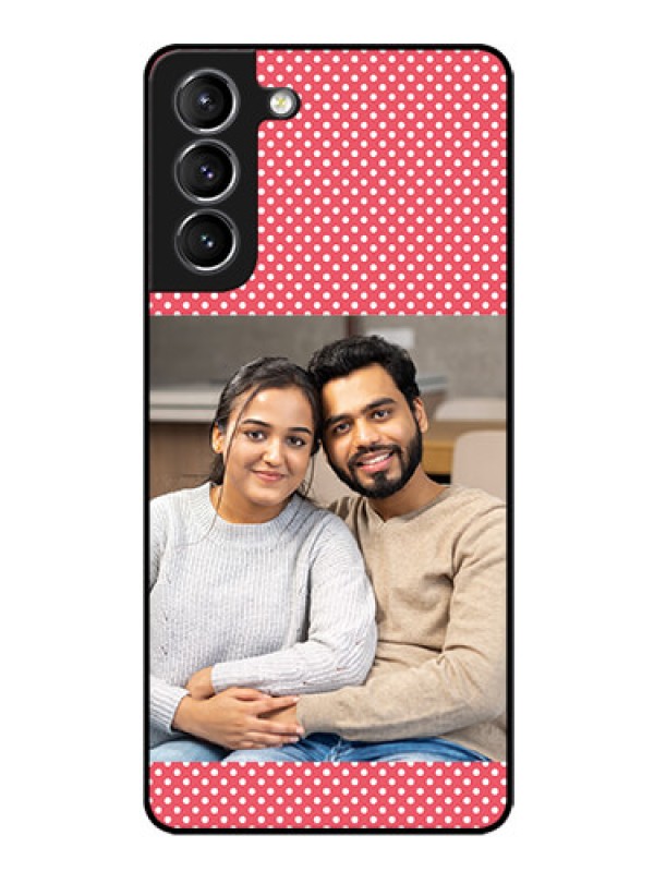 Custom Galaxy S21 Custom Glass Phone Case  - White Dotted Design