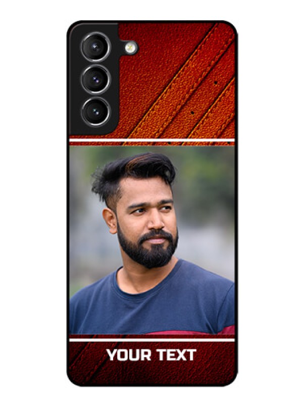 Custom Galaxy S21 Personalized Glass Phone Case  - Leather Phone Case Design