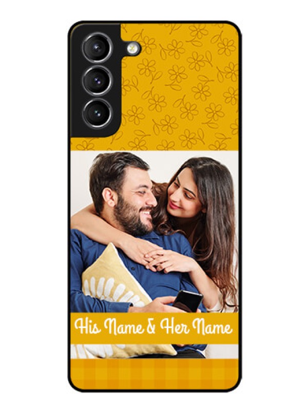 Custom Galaxy S21 Custom Glass Mobile Case  - Yellow Floral Design