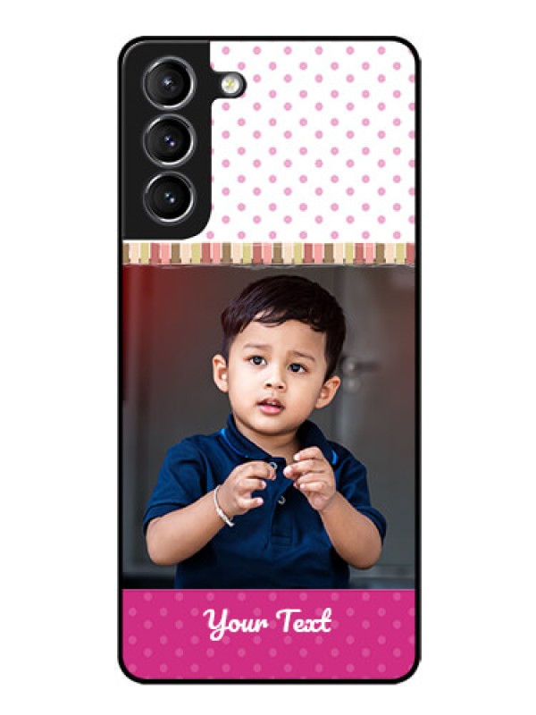 Custom Galaxy S21 Photo Printing on Glass Case  - Cute Girls Cover Design