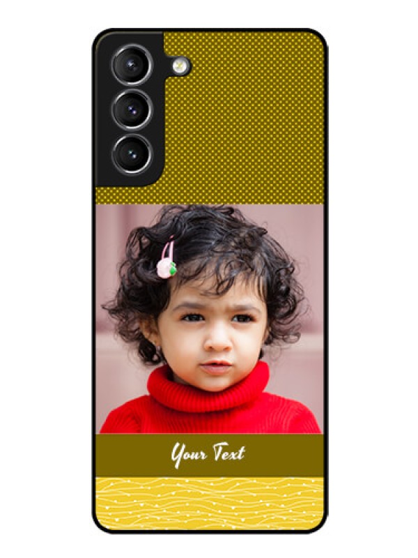 Custom Galaxy S21 Custom Glass Phone Case  - Simple Green Color Design