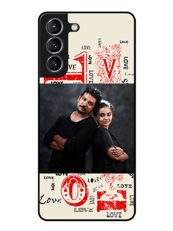 Custom Galaxy S21 Photo Printing on Glass Case  - Trendy Love Design Case
