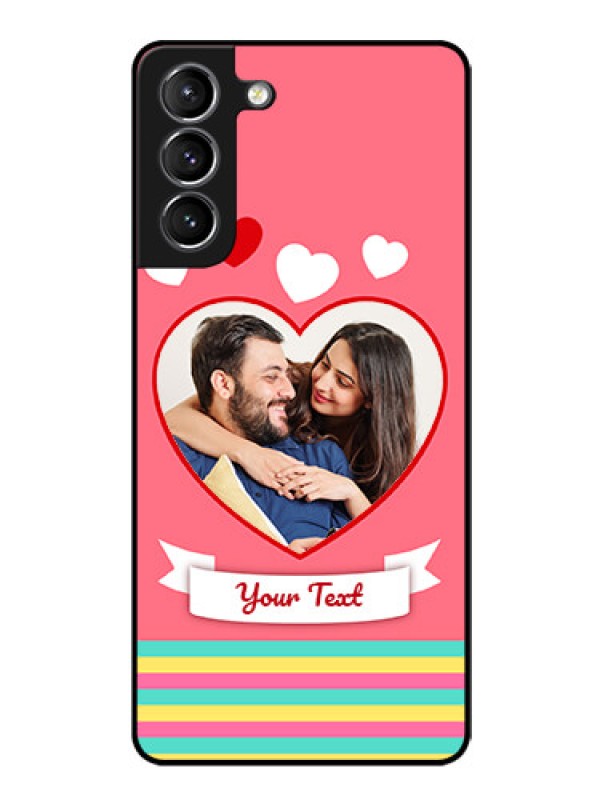 Custom Galaxy S21 Photo Printing on Glass Case  - Love Doodle Design