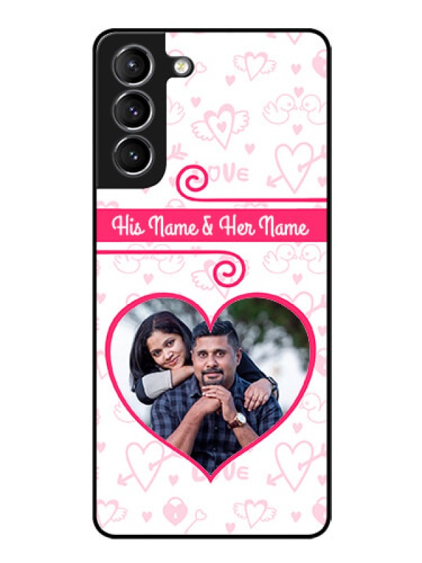 Custom Galaxy S21 Personalized Glass Phone Case  - Heart Shape Love Design
