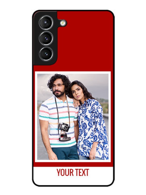Custom Galaxy S21 Personalized Glass Phone Case  - Simple Red Color Design