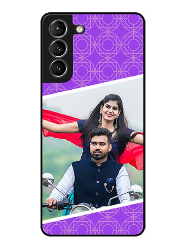 Custom Galaxy S21 Custom Glass Phone Case  - Violet Pattern Design